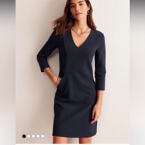 Women's Boden Bronte Ottoman Sheath Dress Navy Ribbed Texture Knit Pocket US 6